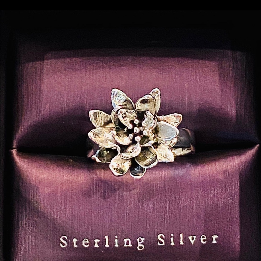Solid 925 Sterling Silver Handcrafted 3d Flower R… - image 7